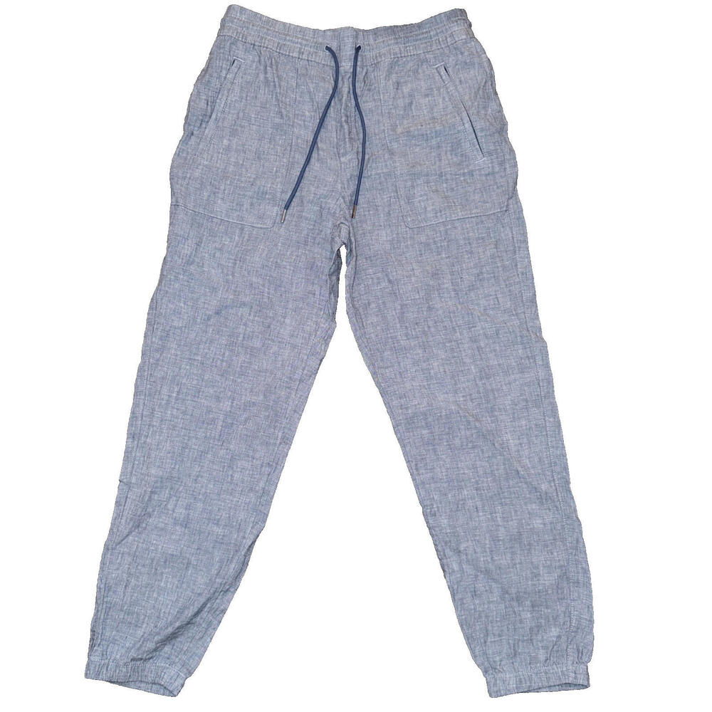 Athleta Pants Womens Size 8 Blue Ankle Cabo Linen Jogger Pull On resort beach